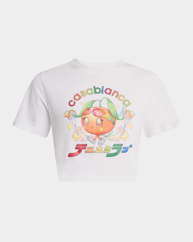 Orange Mascot Short-Sleeve Crop T-Shirt